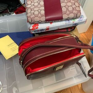 Dooney Bourke stunning saffino leather crossbody. New with dust bag, reg cards